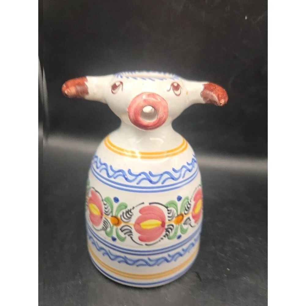 España Cow Bull Pottery Floral Creamer Pitcher  Ceramic Hand Painted Spain Toro